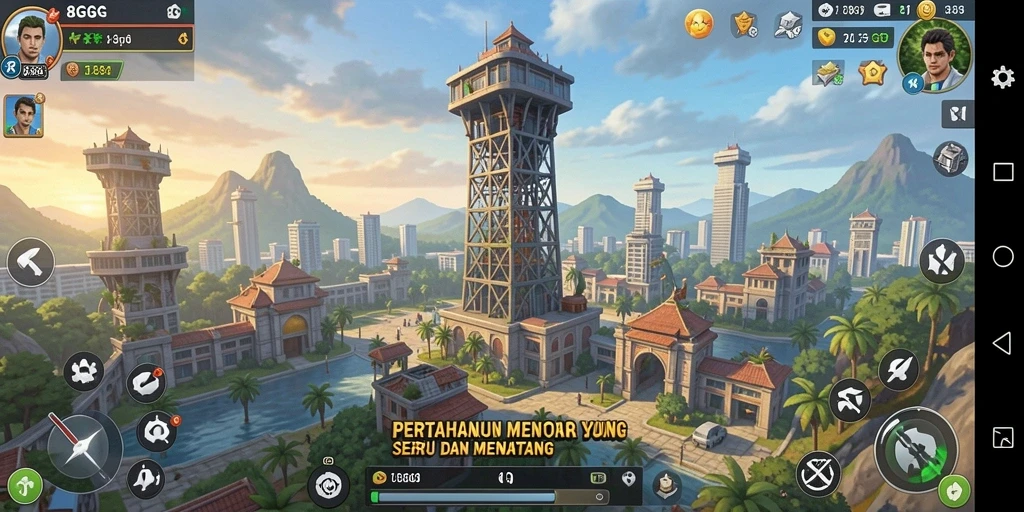 Tangkapan layar utama gameplay Tower Defense yang mendebarkan.