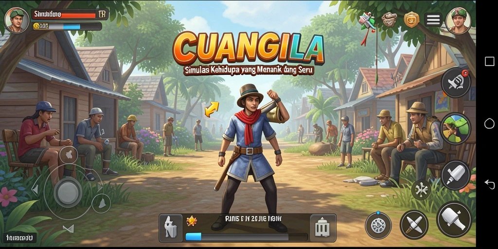 Tangkapan layar gameplay CUANGILA yang menunjukkan aktivitas simulasi yang seru.