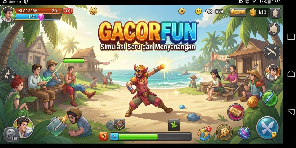 Screenshot utama menunjukkan gameplay GACORFUN yang seru dan interaktif.