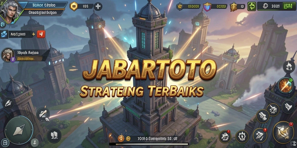 Tampilan gameplay JABARTOTO menunjukkan pertarungan menara yang epik.