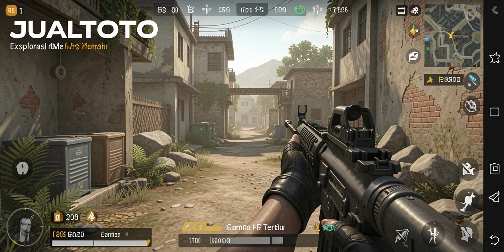 Screenshot JUALTOTO menampilkan aksi gameplay FPS yang mendebarkan.