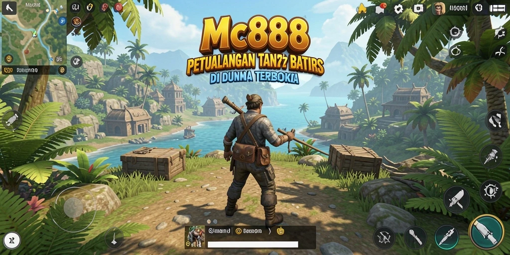 Tangkapan layar gameplay <strong>MC888</strong> menunjukkan eksplorasi dunia terbuka yang luas.
