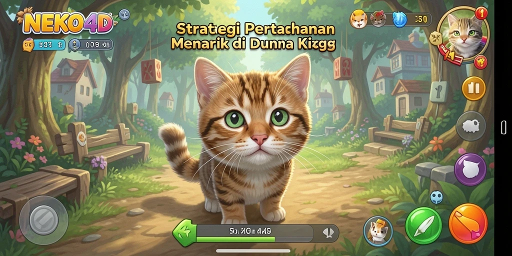 Tampilan gameplay menawan dari <strong>NEKO4D</strong> dengan kucing berjuang melawan monster.