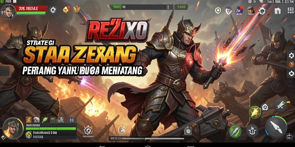 Screenshot gameplay REZIXO menampilkan pertarungan strategi yang intens.