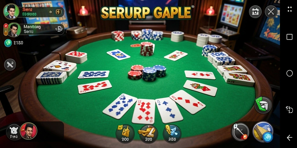 Tampilan gameplay SERURP yang menampilkan keseruan permainan Gaple.