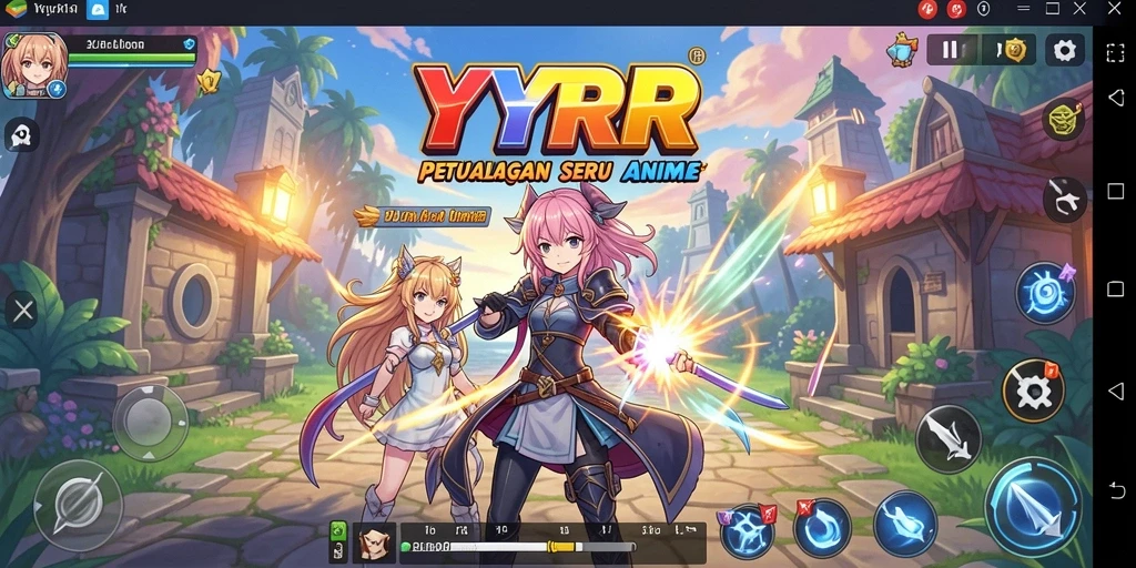 Tampilan gameplay seru dari YYRR dengan karakter animasi menarik.